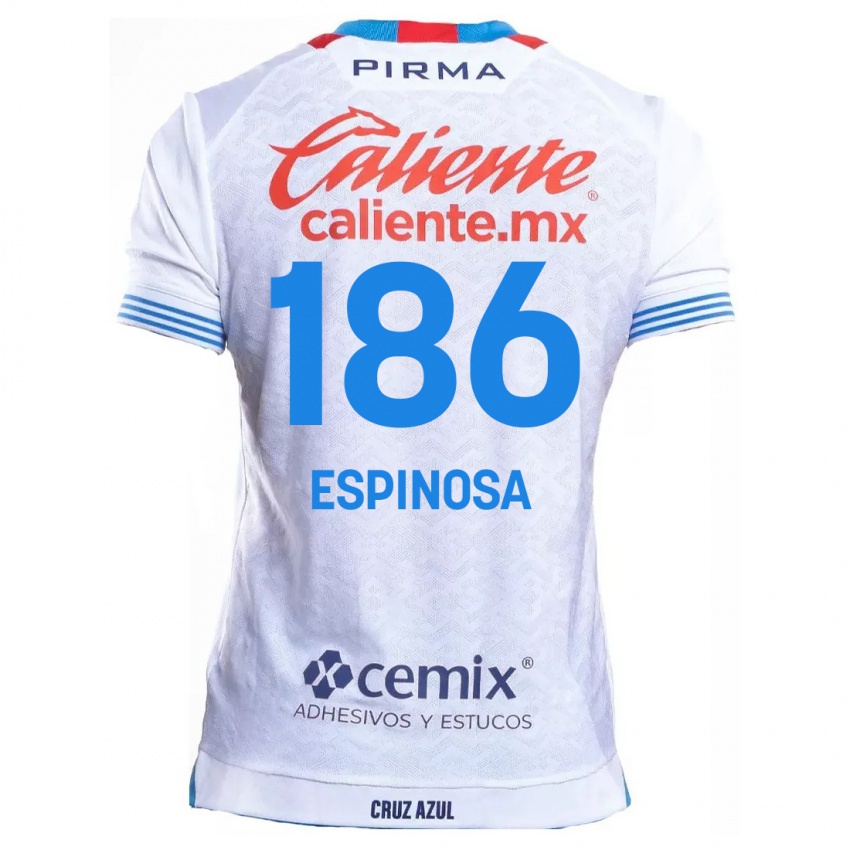 Hombre Camiseta Brandón Espinosa #186 Blanco Azul 2ª Equipación 2024/25 La Camisa Chile