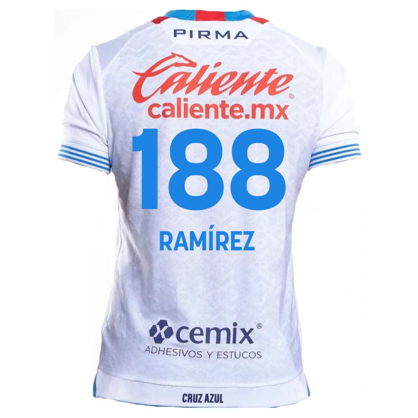 Hombre Camiseta Diego Ramírez #188 Blanco Azul 2ª Equipación 2024/25 La Camisa Chile