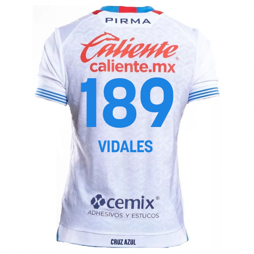 Hombre Camiseta Álvaro Vidales #189 Blanco Azul 2ª Equipación 2024/25 La Camisa Chile