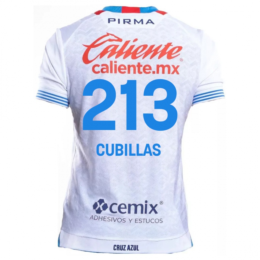 Hombre Camiseta Andre Cubillas #213 Blanco Azul 2ª Equipación 2024/25 La Camisa Chile