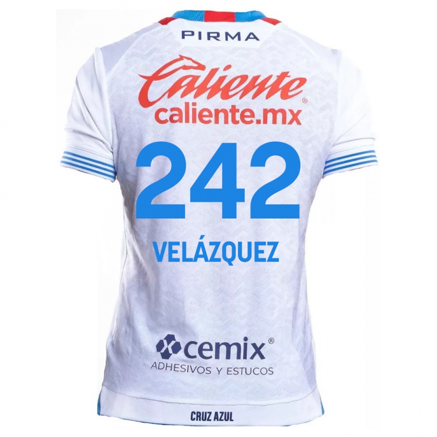 Hombre Camiseta Karol Velázquez #242 Blanco Azul 2ª Equipación 2024/25 La Camisa Chile