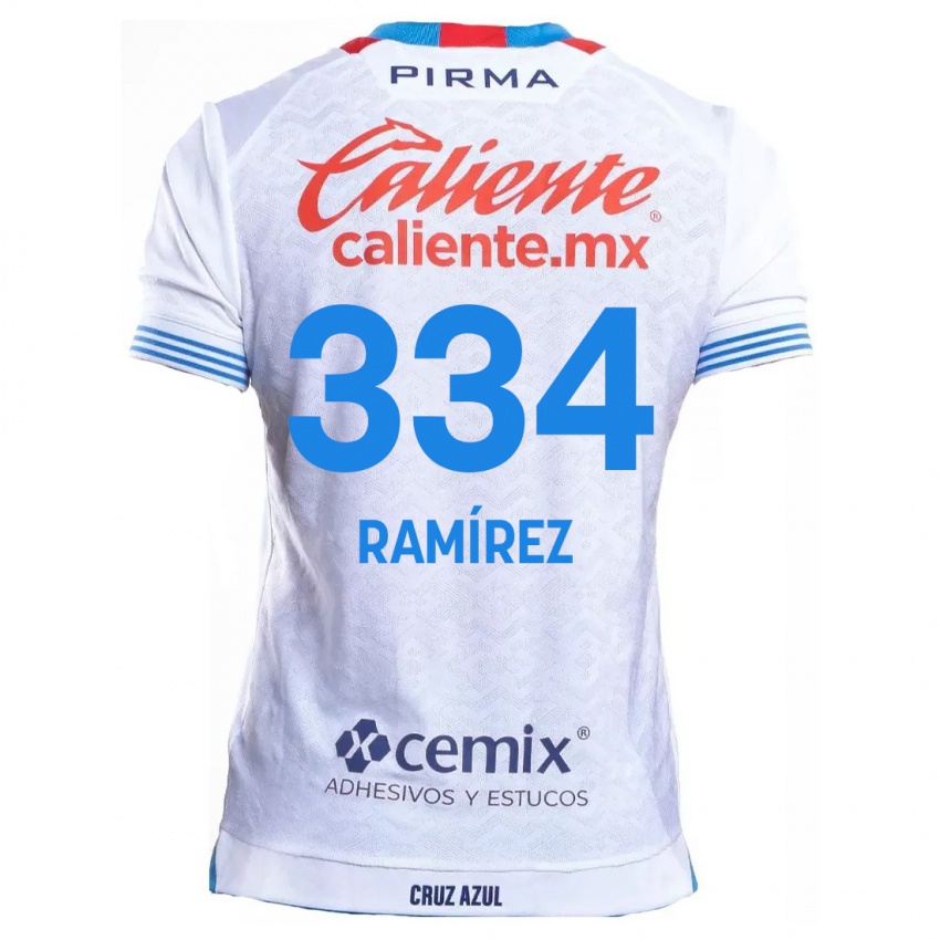 Hombre Camiseta Mauricio Ramírez #334 Blanco Azul 2ª Equipación 2024/25 La Camisa Chile