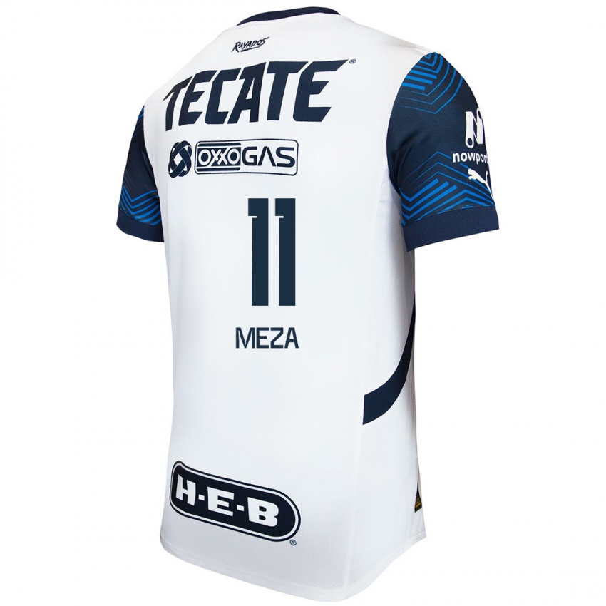 Hombre Camiseta Maximiliano Meza #11 Blanco Azul 2ª Equipación 2024/25 La Camisa Chile