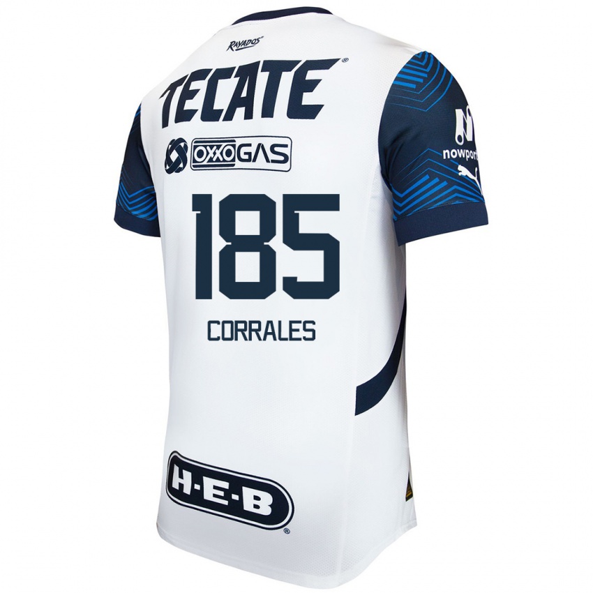 Hombre Camiseta Ángel Corrales #185 Blanco Azul 2ª Equipación 2024/25 La Camisa Chile