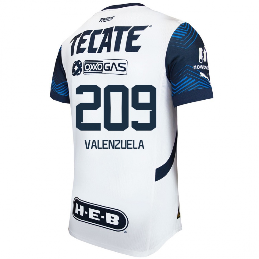 Hombre Camiseta Francisco Valenzuela #209 Blanco Azul 2ª Equipación 2024/25 La Camisa Chile