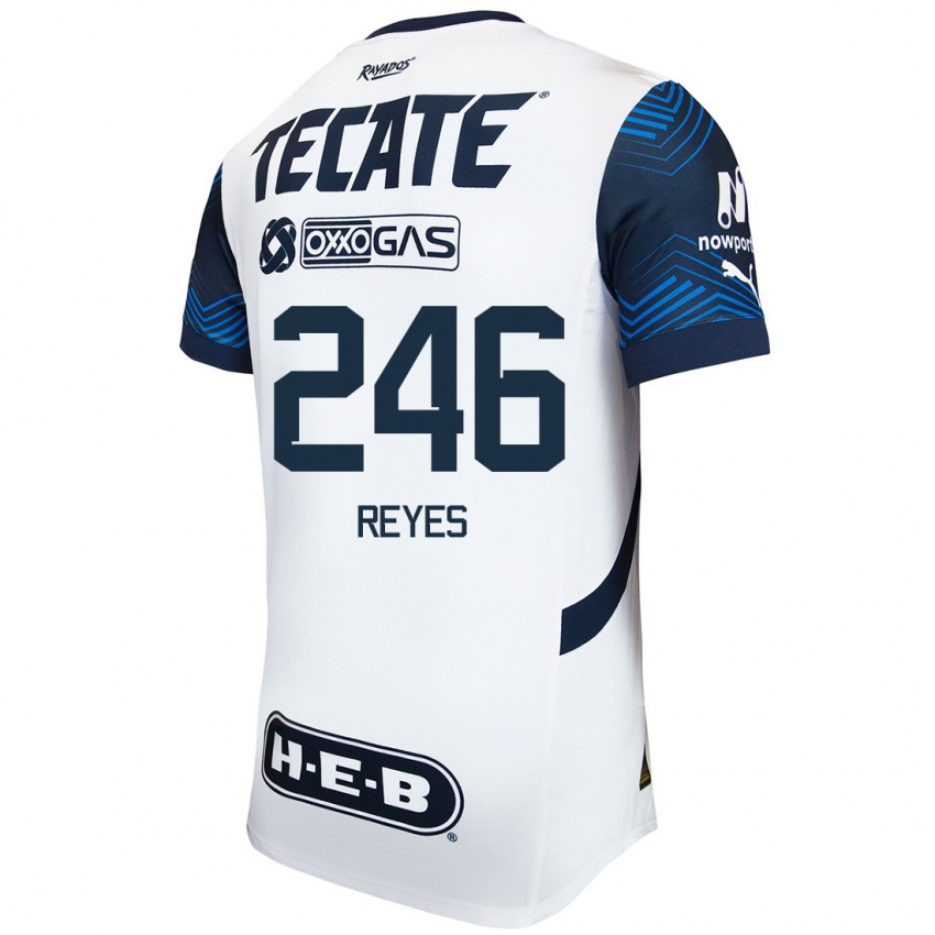 Hombre Camiseta Cristian Reyes #246 Blanco Azul 2ª Equipación 2024/25 La Camisa Chile