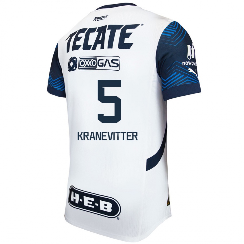 Hombre Camiseta Matias Kranevitter #5 Blanco Azul 2ª Equipación 2024/25 La Camisa Chile