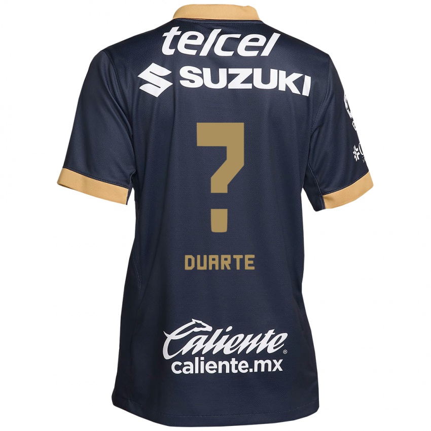 Hombre Camiseta Rubén Duarte #0 Obsidiana Dorada Blanca 2ª Equipación 2024/25 La Camisa Chile