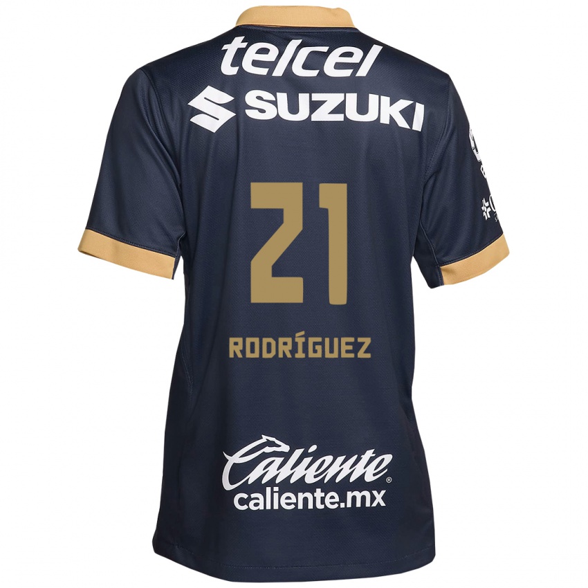 Hombre Camiseta Michell Rodriguez #21 Obsidiana Dorada Blanca 2ª Equipación 2024/25 La Camisa Chile