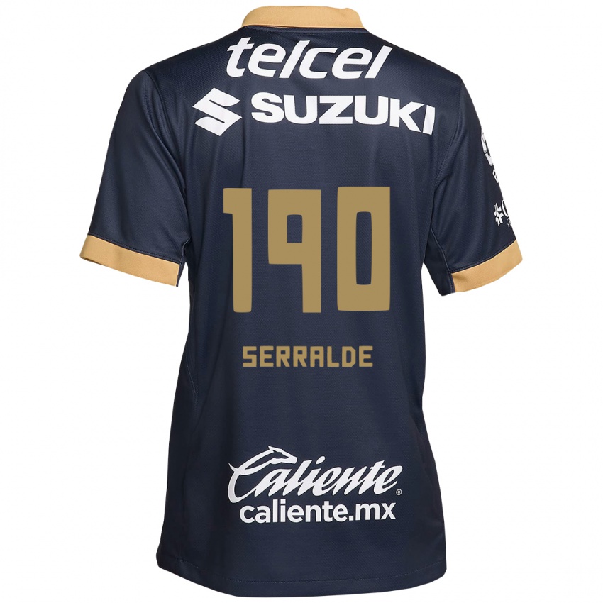 Hombre Camiseta Gerardo Serralde #190 Obsidiana Dorada Blanca 2ª Equipación 2024/25 La Camisa Chile