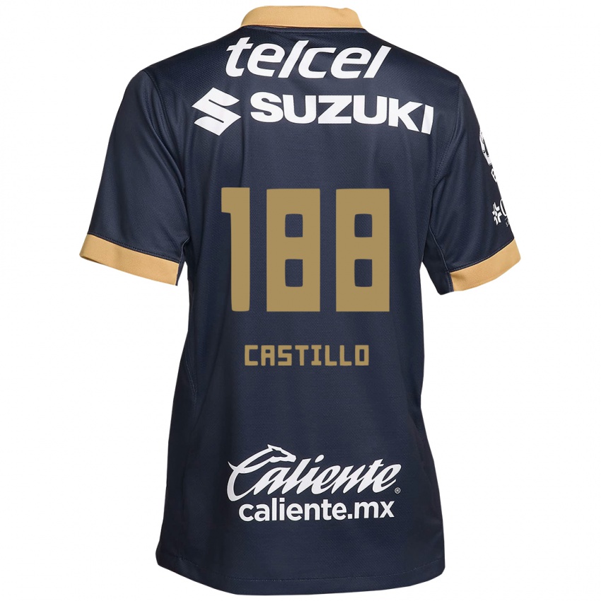 Hombre Camiseta Christian Castillo #188 Obsidiana Dorada Blanca 2ª Equipación 2024/25 La Camisa Chile