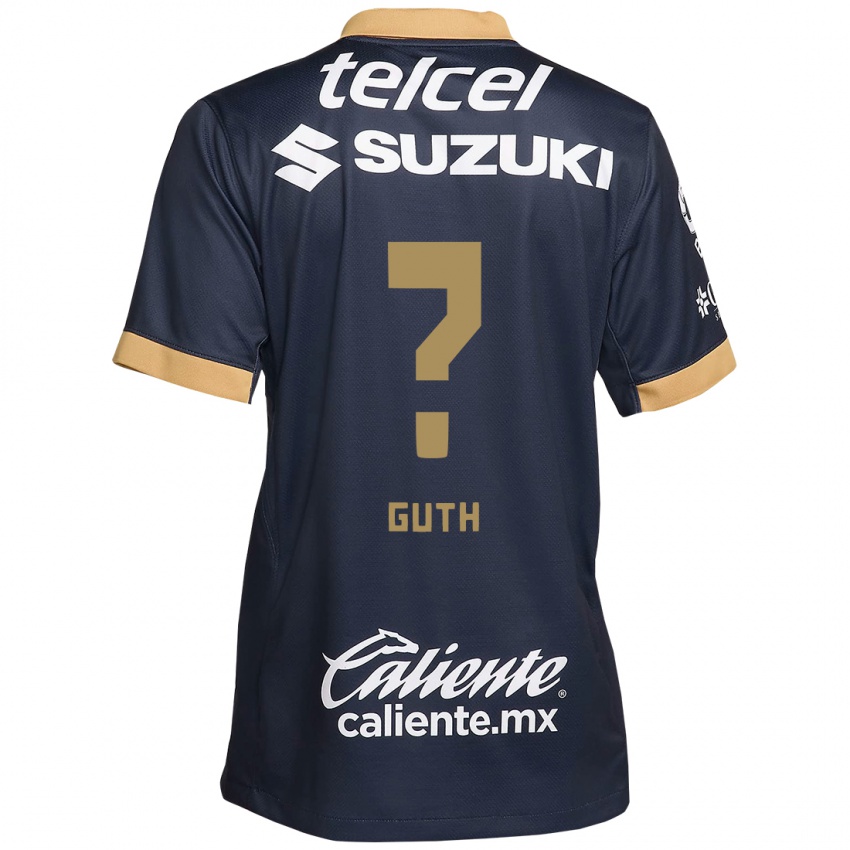 Hombre Camiseta Tiago Guth #0 Obsidiana Dorada Blanca 2ª Equipación 2024/25 La Camisa Chile