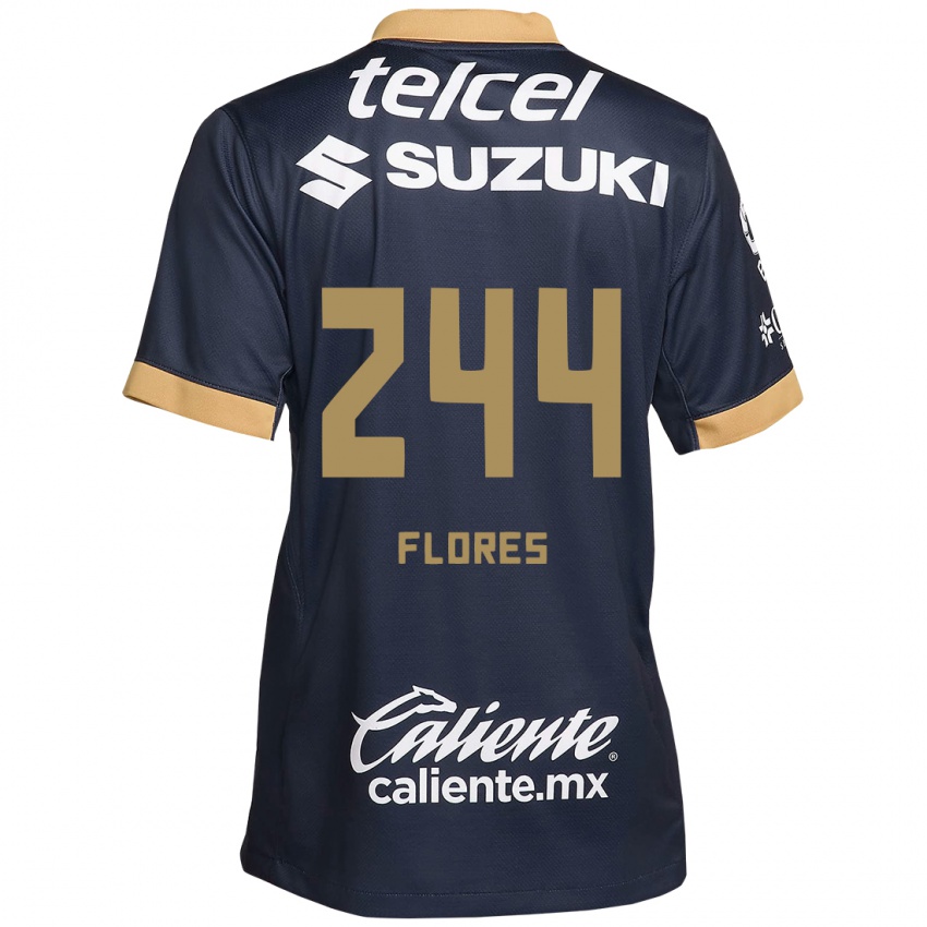 Hombre Camiseta Jonathan Flores #244 Obsidiana Dorada Blanca 2ª Equipación 2024/25 La Camisa Chile