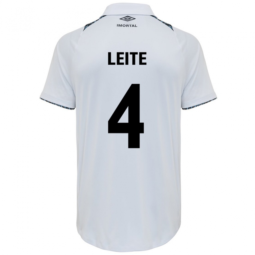 Hombre Camiseta Paulo Henrique Leite #4 Blanco Azul 2ª Equipación 2024/25 La Camisa Chile