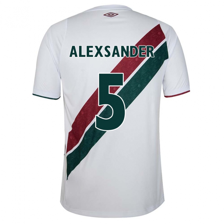 Hombre Camiseta Alexsander #5 Blanco Verde Granate 2ª Equipación 2024/25 La Camisa Chile