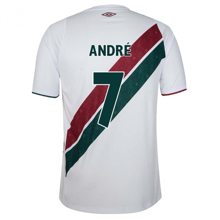 Hombre Camiseta André #7 Blanco Verde Granate 2ª Equipación 2024/25 La Camisa Chile