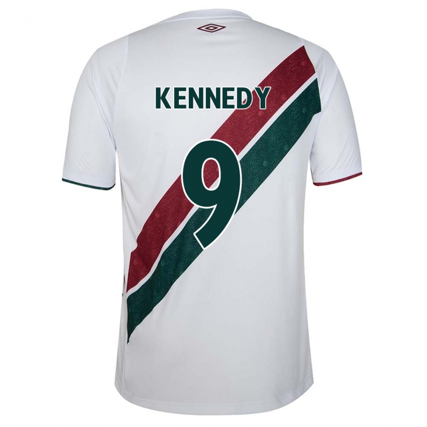 Hombre Camiseta John Kennedy #9 Blanco Verde Granate 2ª Equipación 2024/25 La Camisa Chile