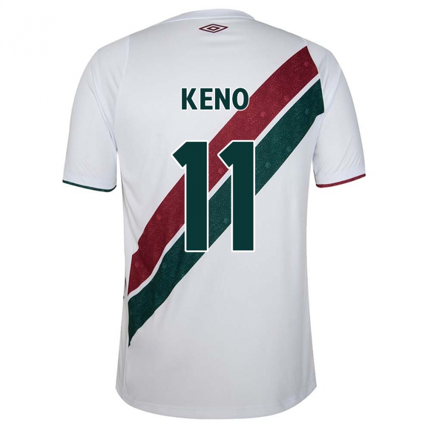 Hombre Camiseta Keno #11 Blanco Verde Granate 2ª Equipación 2024/25 La Camisa Chile