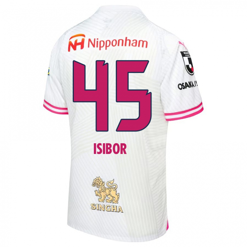 Hombre Camiseta Ken Isibor #45 Blanco Rosa 2ª Equipación 2024/25 La Camisa Chile