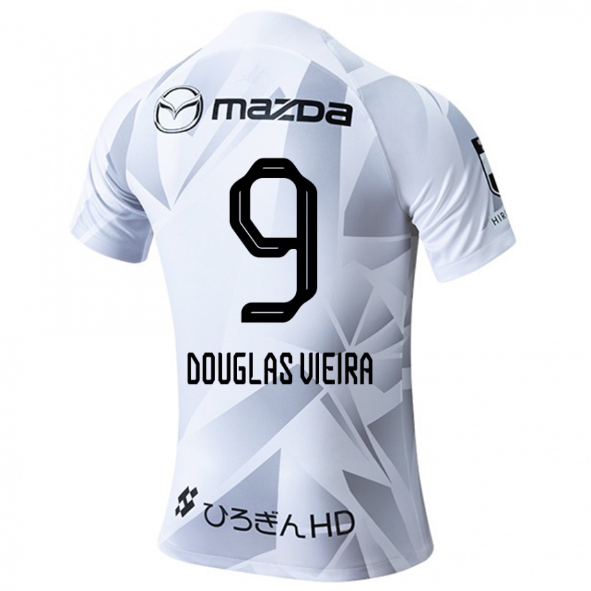 Hombre Camiseta Douglas Vieira #9 Blanco Gris Negro 2ª Equipación 2024/25 La Camisa Chile