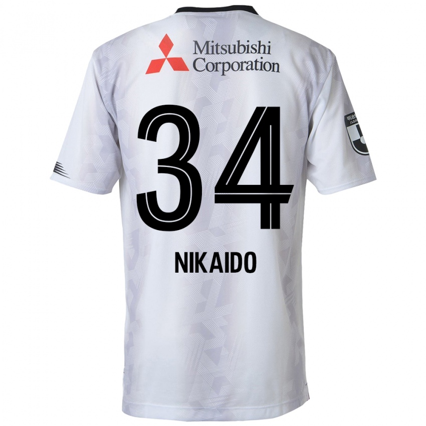 Hombre Camiseta Rintaro Nikaido #34 Blanco Negro 2ª Equipación 2024/25 La Camisa Chile