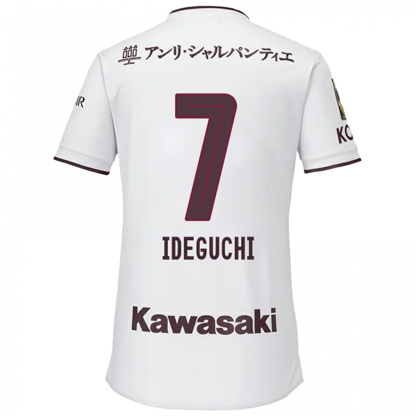 Hombre Camiseta Yosuke Ideguchi #7 Blanco Rojo 2ª Equipación 2024/25 La Camisa Chile