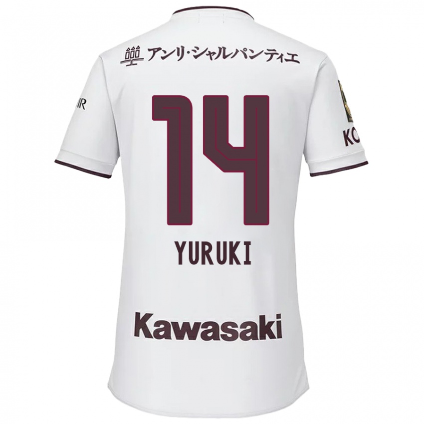 Hombre Camiseta Koya Yuruki #14 Blanco Rojo 2ª Equipación 2024/25 La Camisa Chile