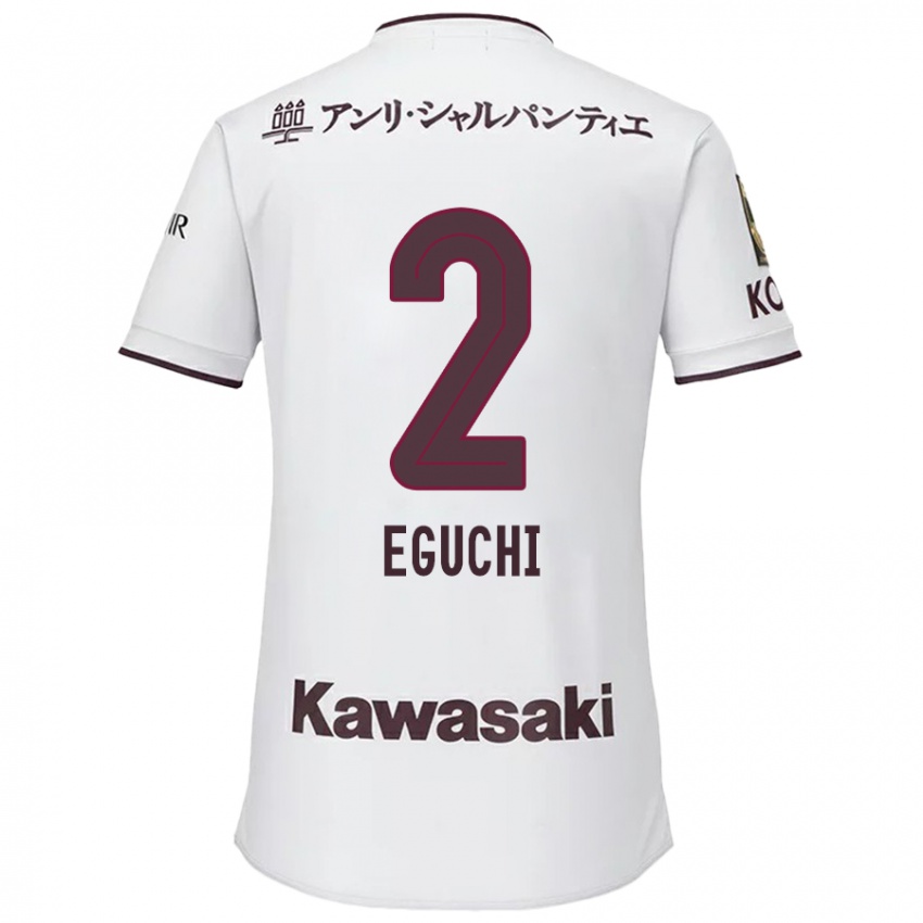 Hombre Camiseta Takuma Eguchi #2 Blanco Rojo 2ª Equipación 2024/25 La Camisa Chile