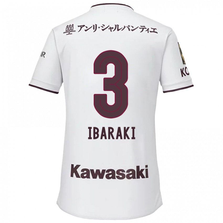 Hombre Camiseta Riku Ibaraki #3 Blanco Rojo 2ª Equipación 2024/25 La Camisa Chile