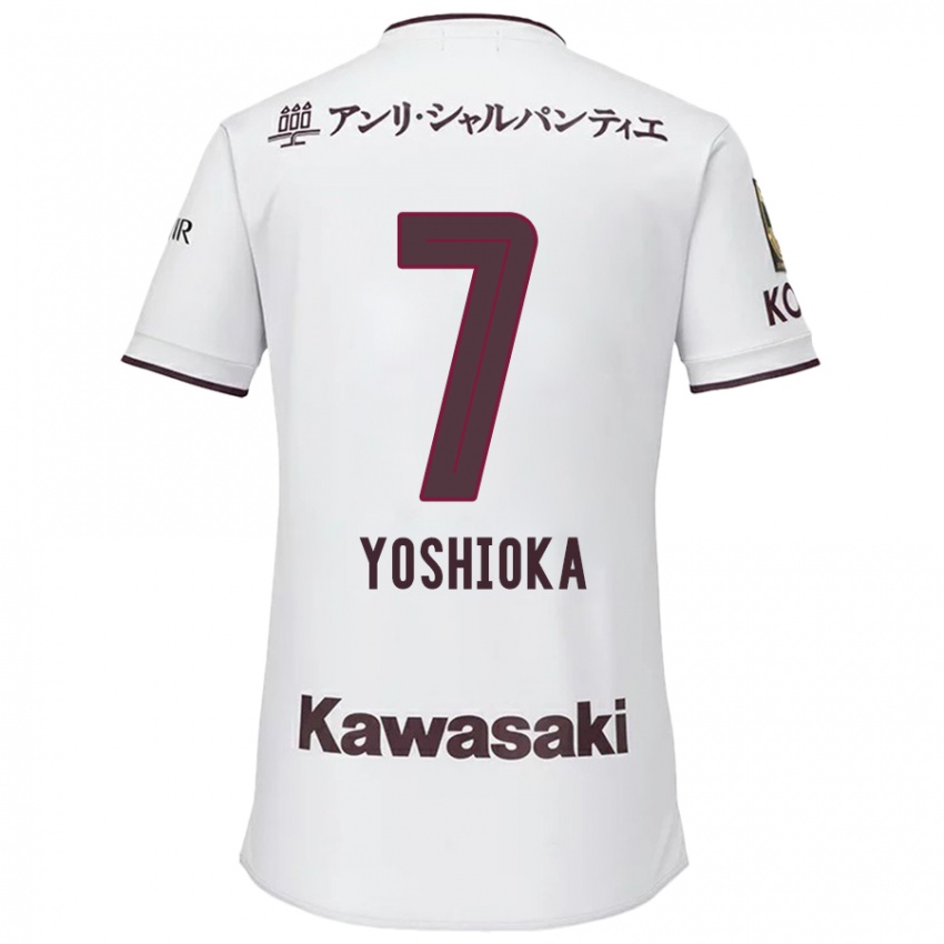 Hombre Camiseta Ran Yoshioka #7 Blanco Rojo 2ª Equipación 2024/25 La Camisa Chile