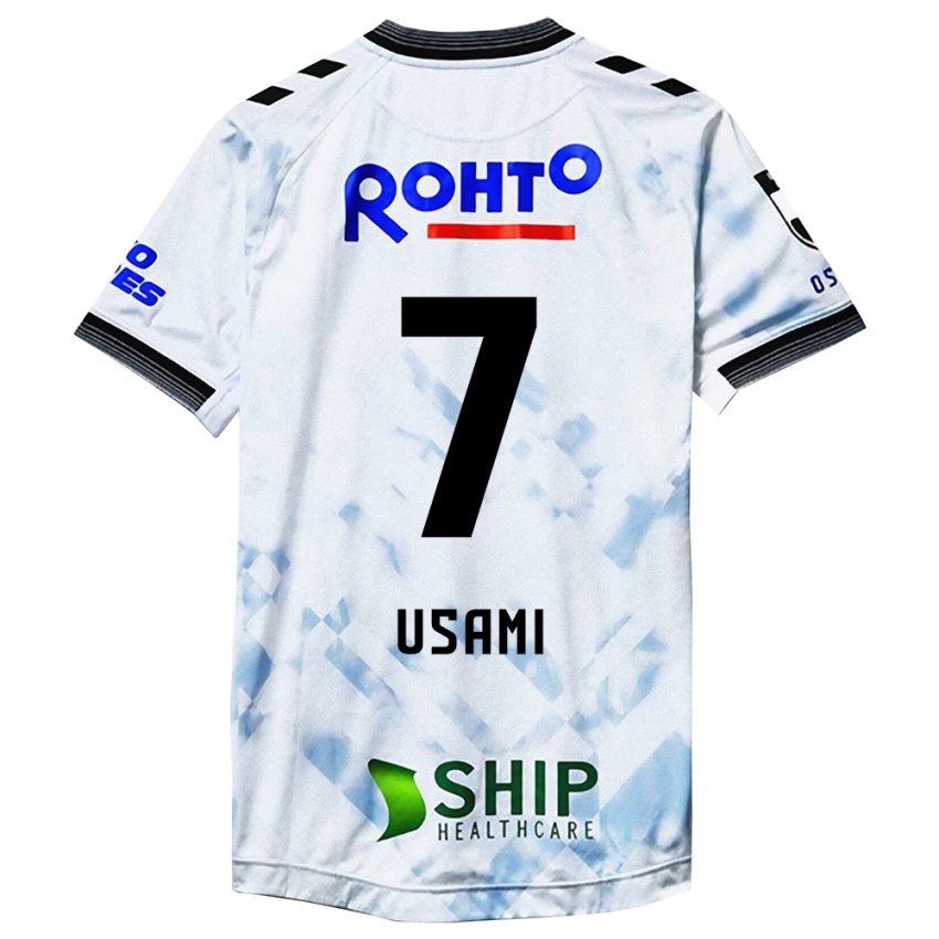 Hombre Camiseta Takashi Usami #7 Blanco Negro 2ª Equipación 2024/25 La Camisa Chile