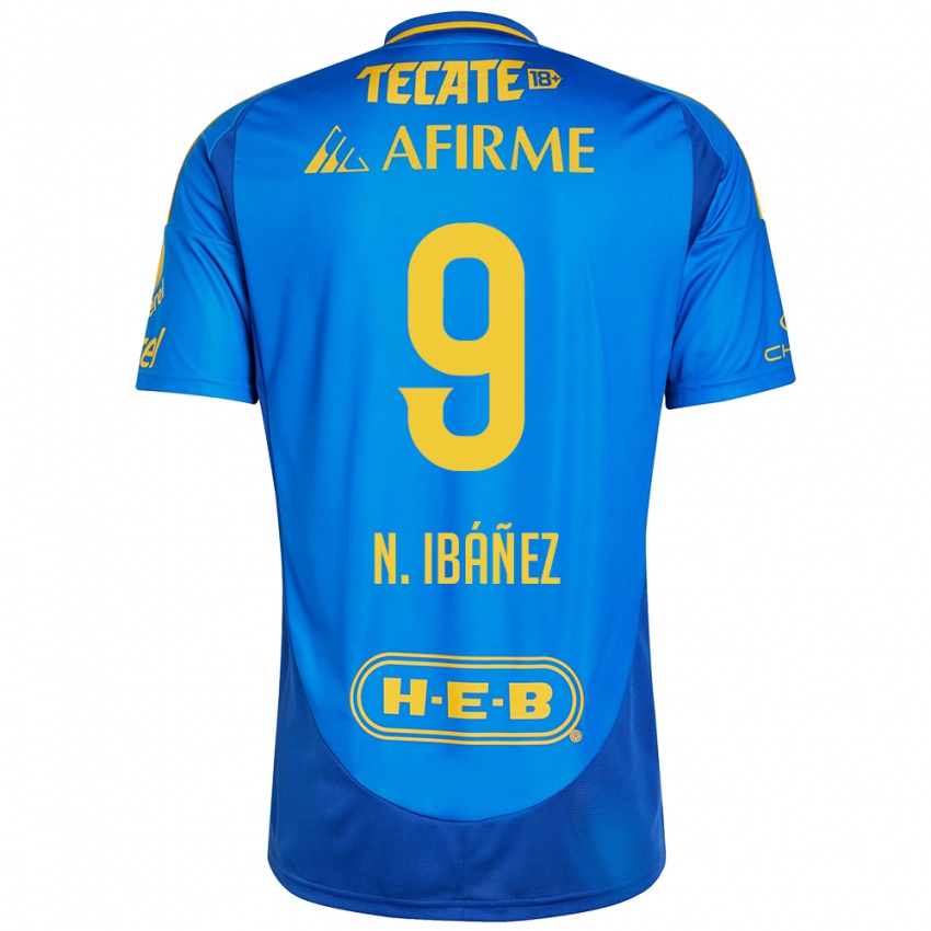 Hombre Camiseta Nicolás Ibáñez #9 Azul Amarillo 2ª Equipación 2024/25 La Camisa Chile