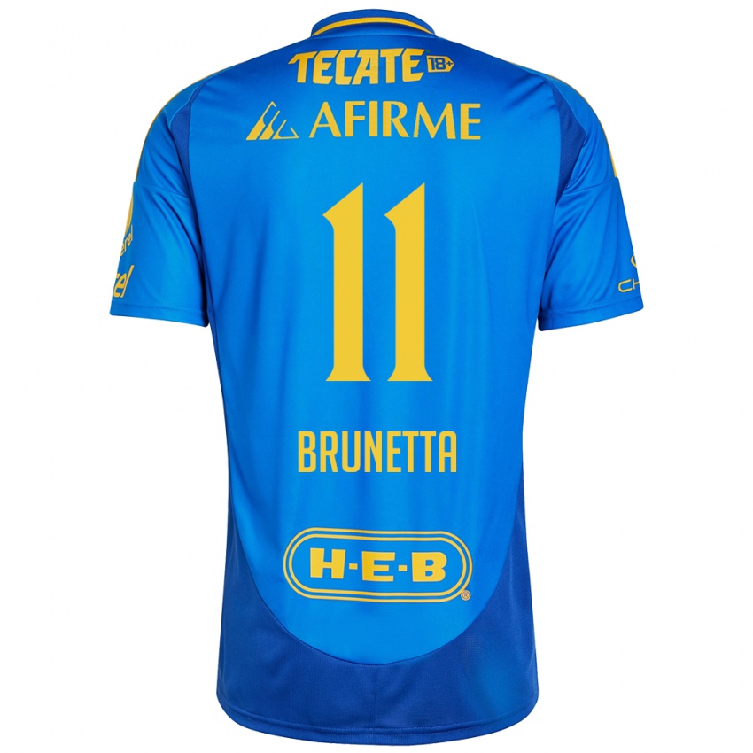 Hombre Camiseta Juan Brunetta #11 Azul Amarillo 2ª Equipación 2024/25 La Camisa Chile