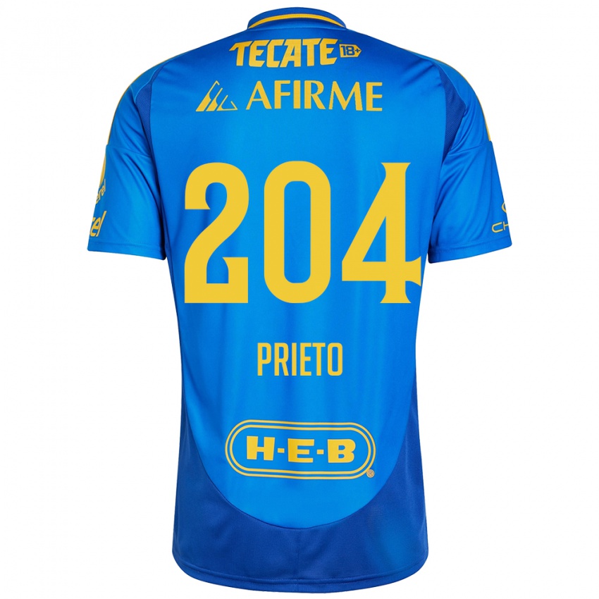 Hombre Camiseta Leonel Prieto #204 Azul Amarillo 2ª Equipación 2024/25 La Camisa Chile