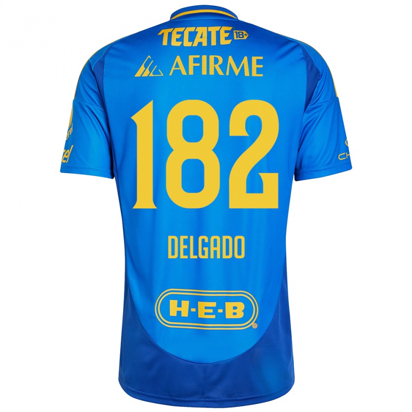 Hombre Camiseta Arturo Delgado #182 Azul Amarillo 2ª Equipación 2024/25 La Camisa Chile