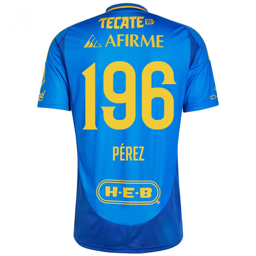 Hombre Camiseta Axel Pérez #196 Azul Amarillo 2ª Equipación 2024/25 La Camisa Chile