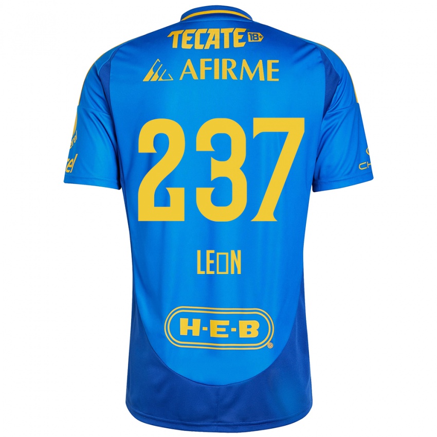 Hombre Camiseta Gabriel León #237 Azul Amarillo 2ª Equipación 2024/25 La Camisa Chile