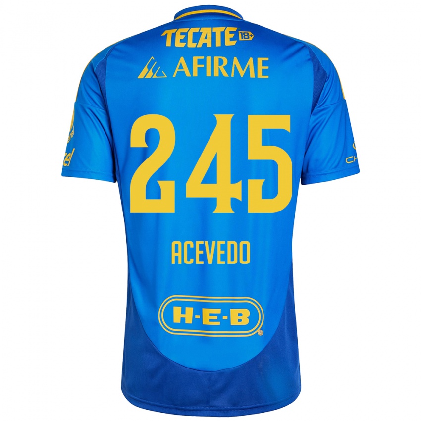 Hombre Camiseta Kevin Acevedo #245 Azul Amarillo 2ª Equipación 2024/25 La Camisa Chile