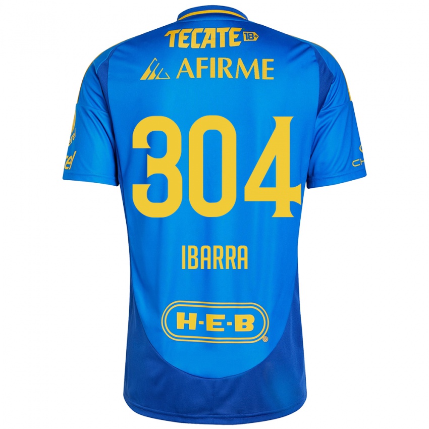 Hombre Camiseta Luis Ibarra #304 Azul Amarillo 2ª Equipación 2024/25 La Camisa Chile