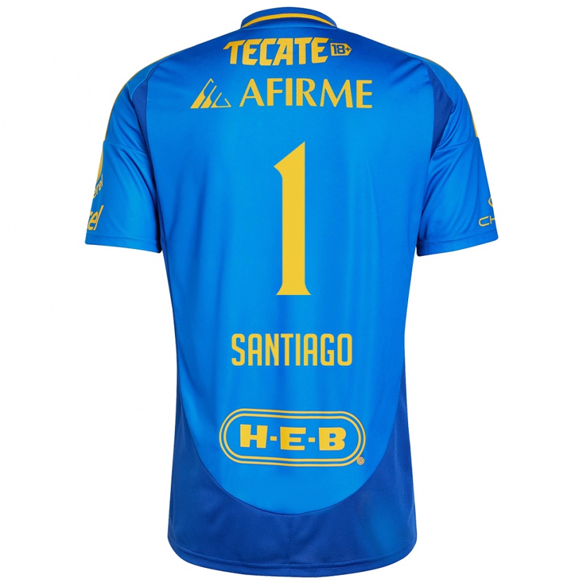 Hombre Camiseta Cecilia Santiago #1 Azul Amarillo 2ª Equipación 2024/25 La Camisa Chile