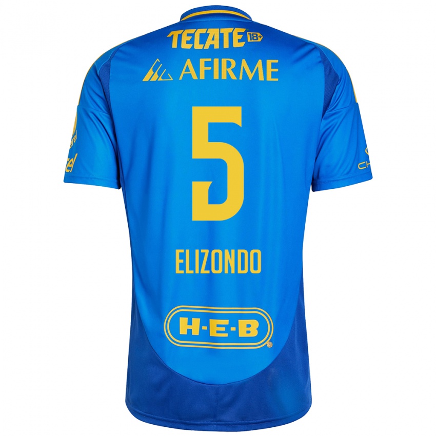 Hombre Camiseta Fernanda Elizondo #5 Azul Amarillo 2ª Equipación 2024/25 La Camisa Chile