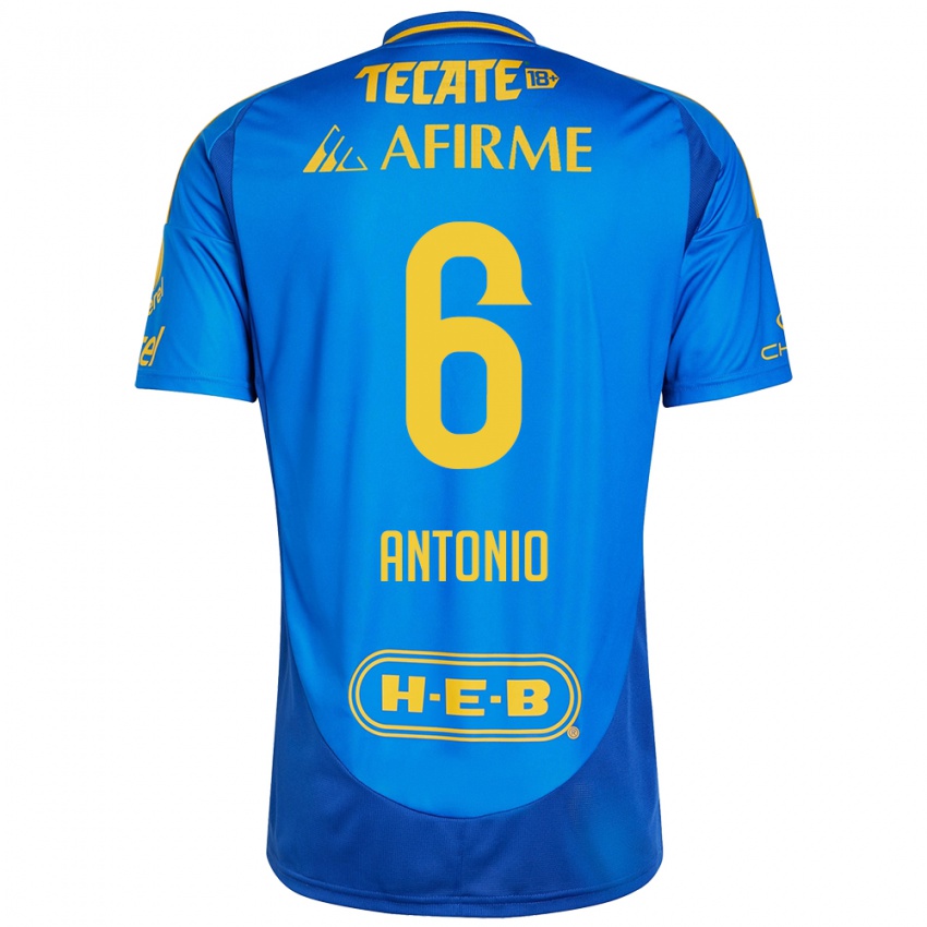 Hombre Camiseta Nancy Antonio #6 Azul Amarillo 2ª Equipación 2024/25 La Camisa Chile