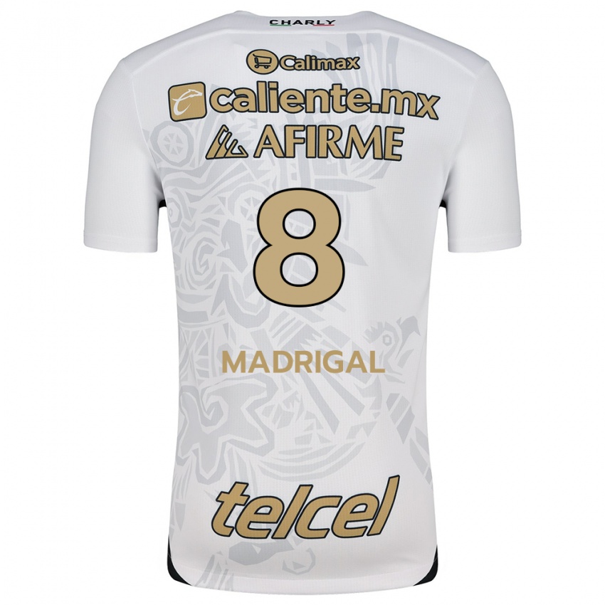 Hombre Camiseta Fernando Madrigal #8 Blanco Negro 2ª Equipación 2024/25 La Camisa Chile