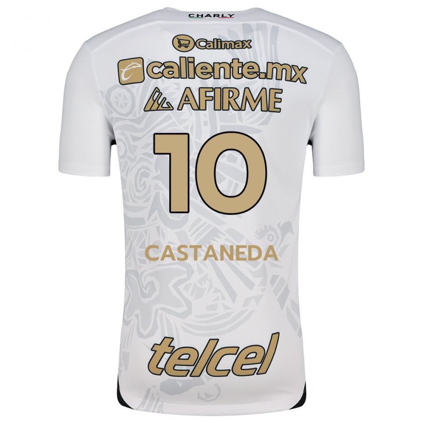 Hombre Camiseta Kevin Castañeda #10 Blanco Negro 2ª Equipación 2024/25 La Camisa Chile