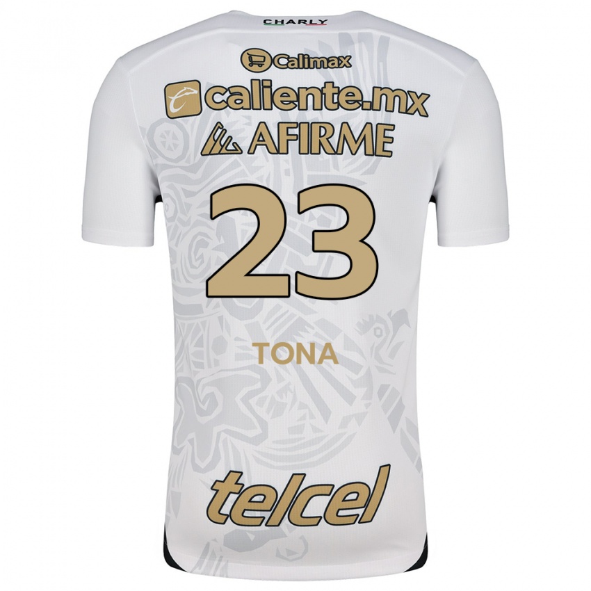 Hombre Camiseta Iván Tona #23 Blanco Negro 2ª Equipación 2024/25 La Camisa Chile