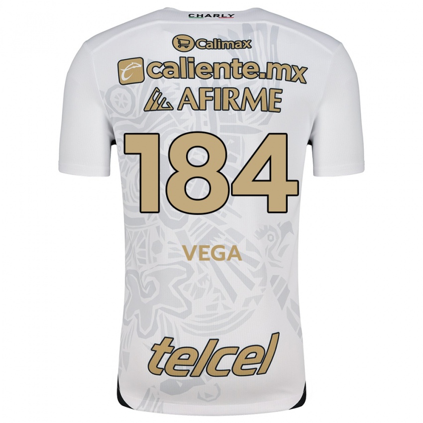 Hombre Camiseta Daniel Vega #184 Blanco Negro 2ª Equipación 2024/25 La Camisa Chile