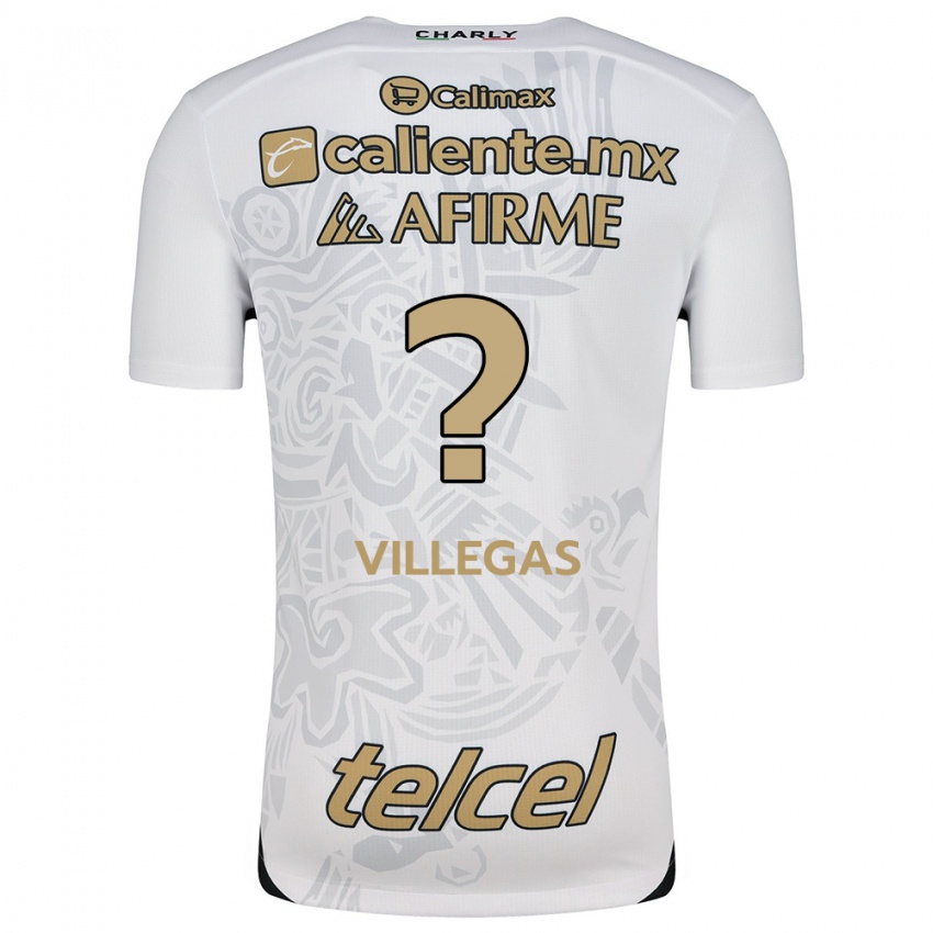 Hombre Camiseta Óscar Villegas #0 Blanco Negro 2ª Equipación 2024/25 La Camisa Chile