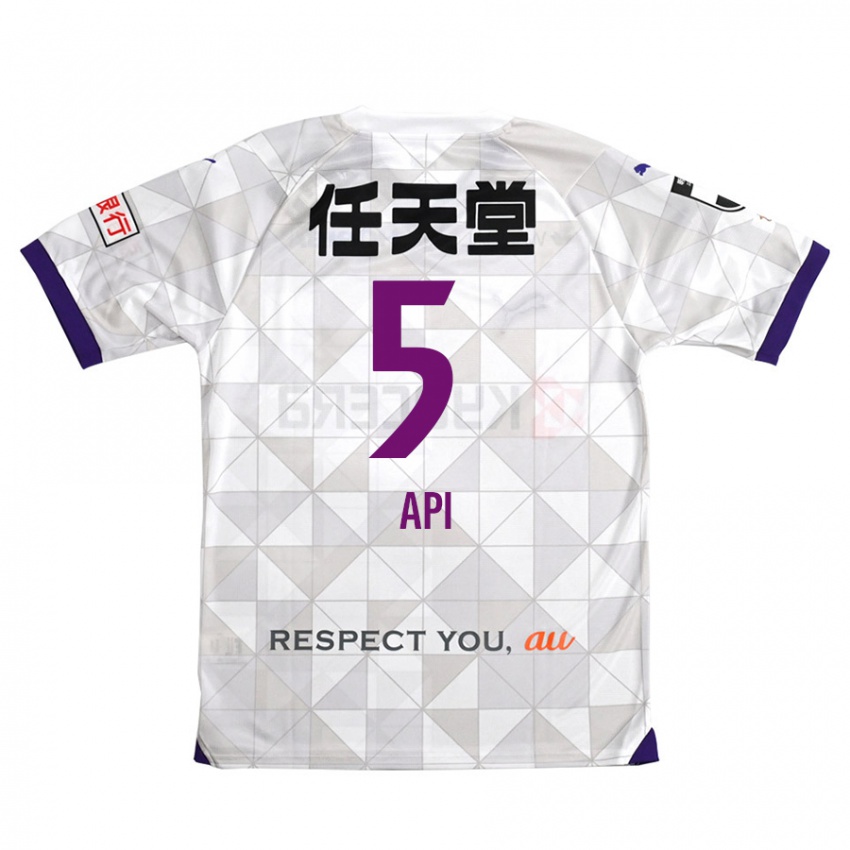 Hombre Camiseta Hisashi Appiah Tawiah #5 Blanco Morado 2ª Equipación 2024/25 La Camisa Chile