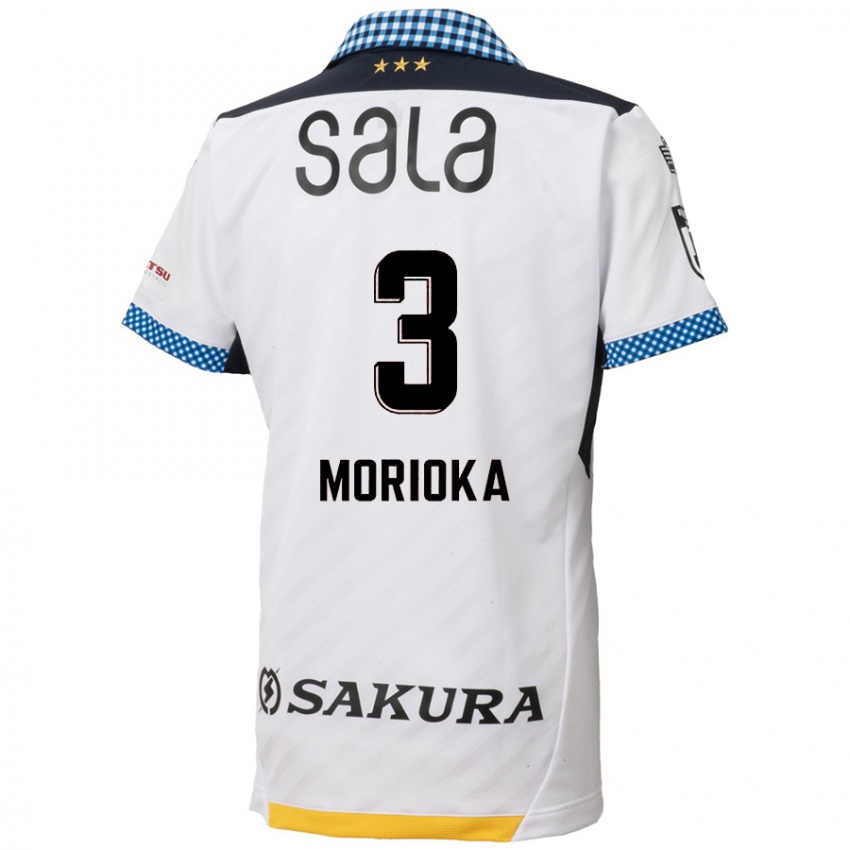 Hombre Camiseta Riku Morioka #3 Blanco Negro 2ª Equipación 2024/25 La Camisa Chile