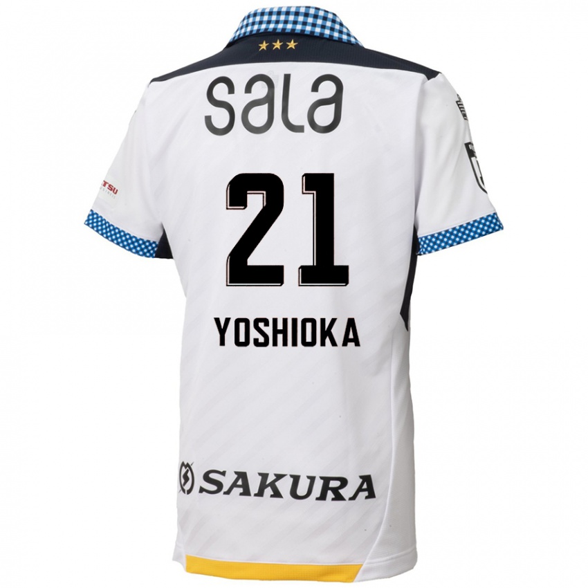 Hombre Camiseta Kanta Yoshioka #21 Blanco Negro 2ª Equipación 2024/25 La Camisa Chile